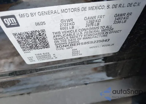 2025 Chevrolet Blazer Fwd Rs z USA, uszkodzony, nr VIN 3GNKBERS8SS235043